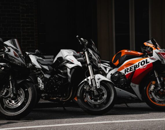 a couple of motorcycles parked next to each other